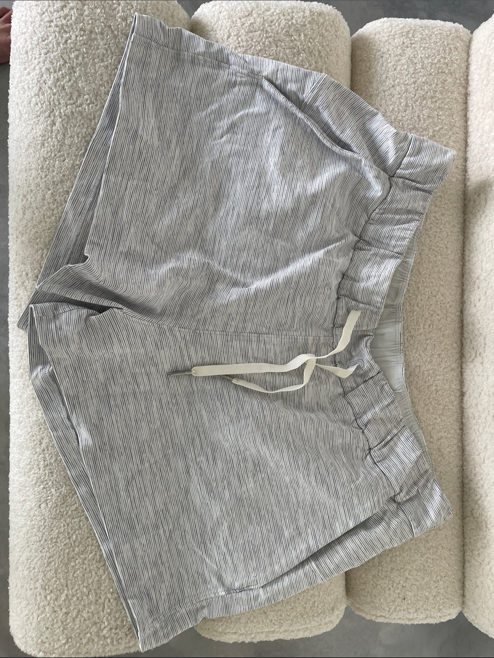 lululemon on the fly athletica Gray Striped Athletic Shorts